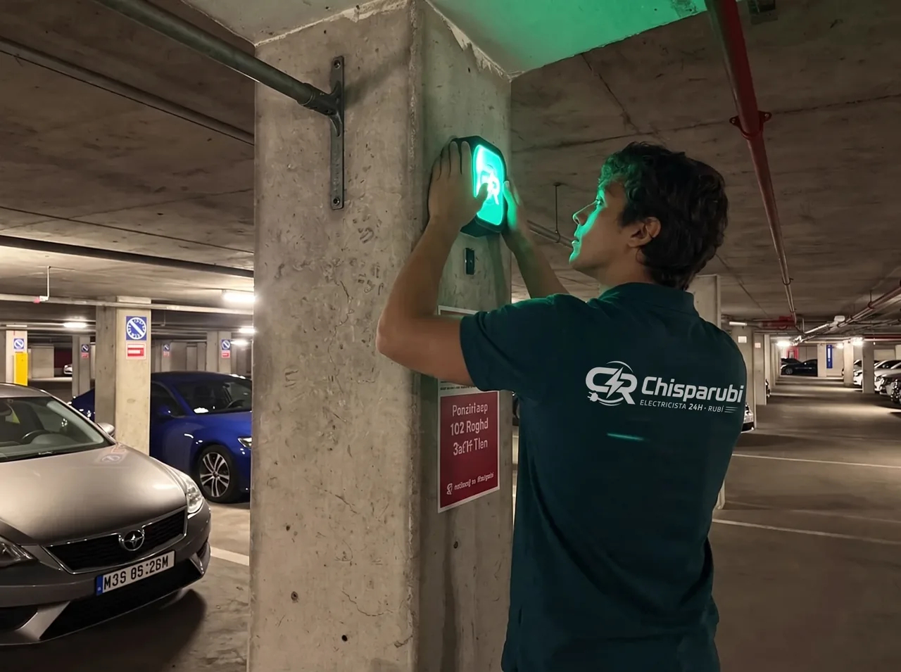 Instalación de alumbrado de emergencia en el garaje de una comunidad de Rubí