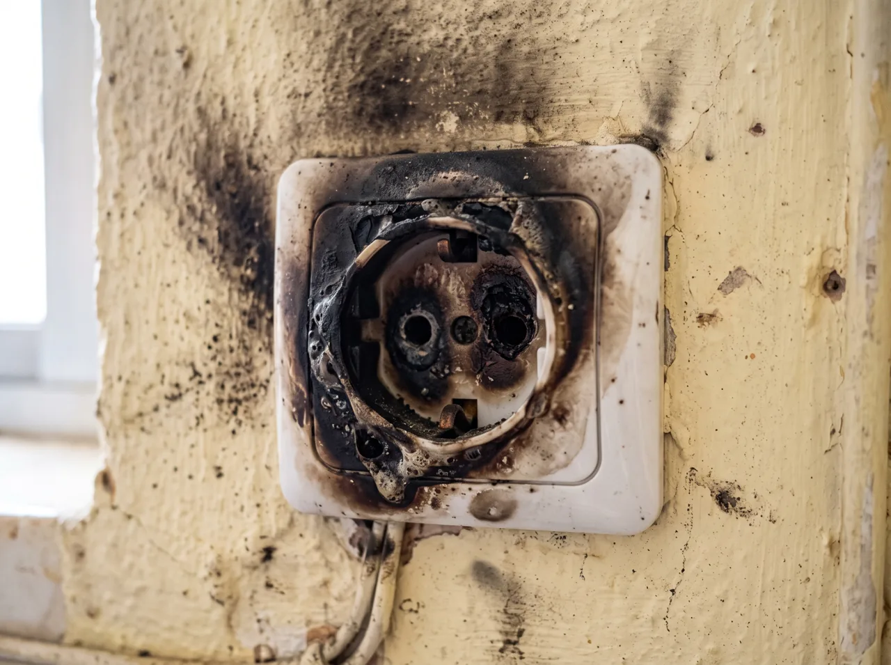 Antes — Reparación de un cortocircuito en un enchufe de una vivienda de Rubí