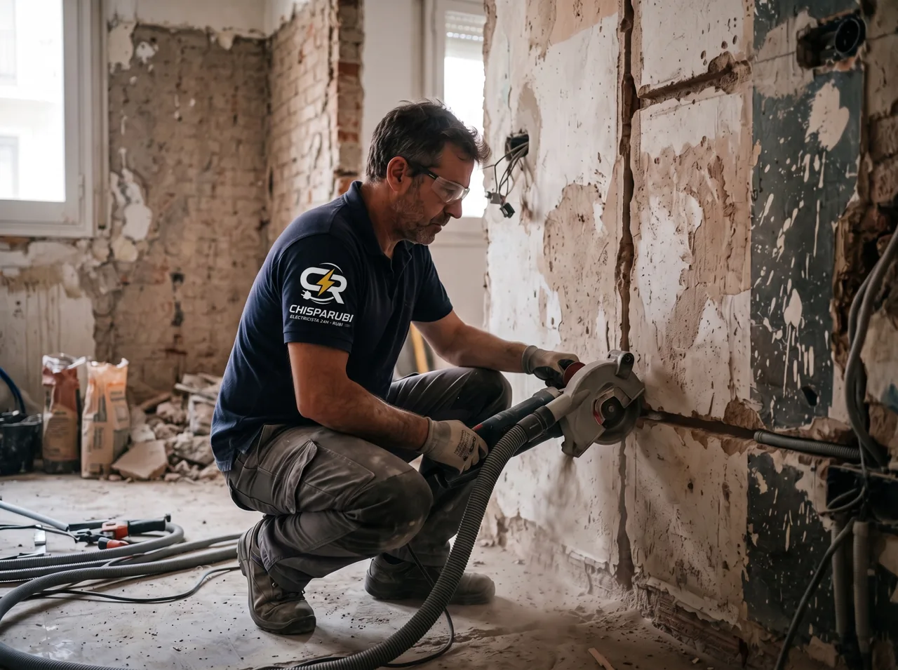 Regatas y nuevo cableado en la rehabilitación de un piso antiguo en Rubí